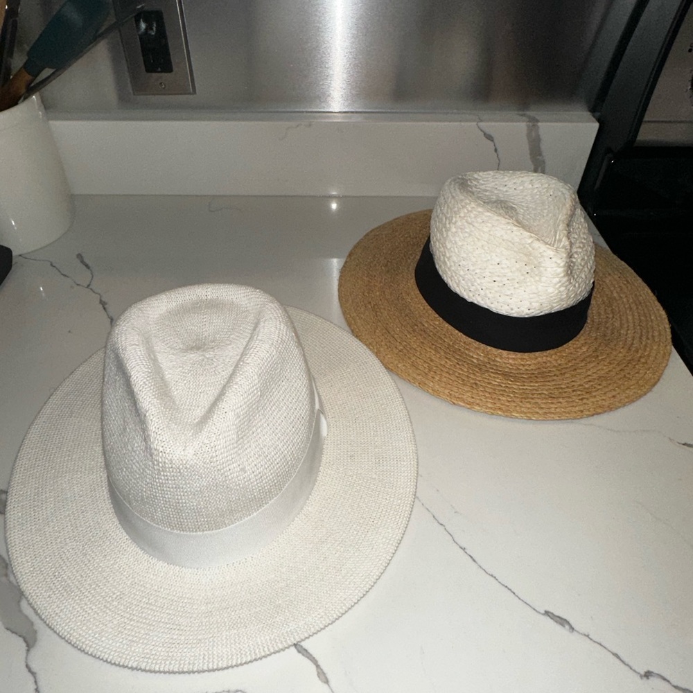 2 Beach Hats - Anthropologie and Zara